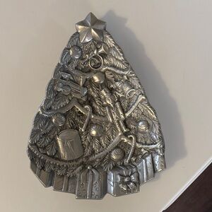 Silver Christmas Tree Pewter Candy Dish